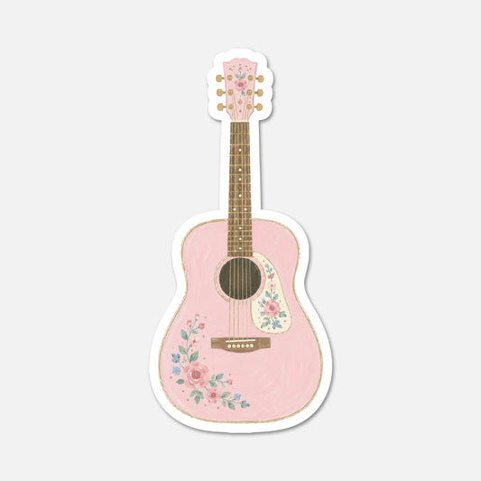 Acoustic Guitar - Cottagecore Sticker - Footnotes Paper