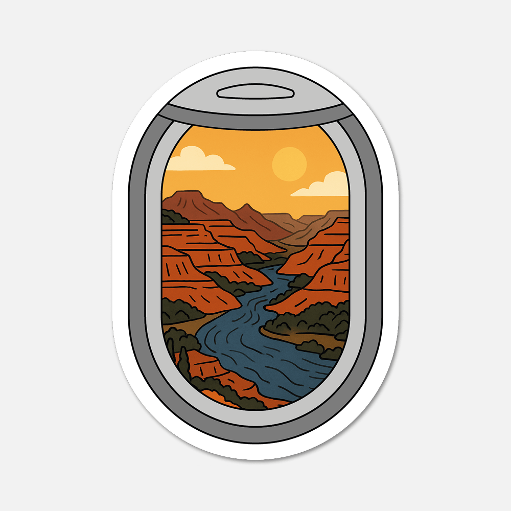 Airplane Window Grand Canyon Travel Sticker - Footnotes Paper
