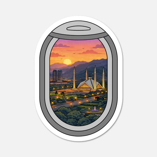 Airplane Window Islamabad, Pakistan Travel Sticker - Footnotes Paper