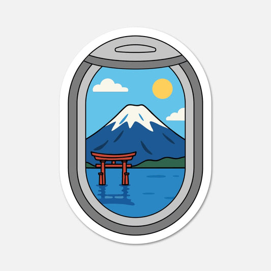 Airplane Window Japan Travel Sticker - Footnotes Paper
