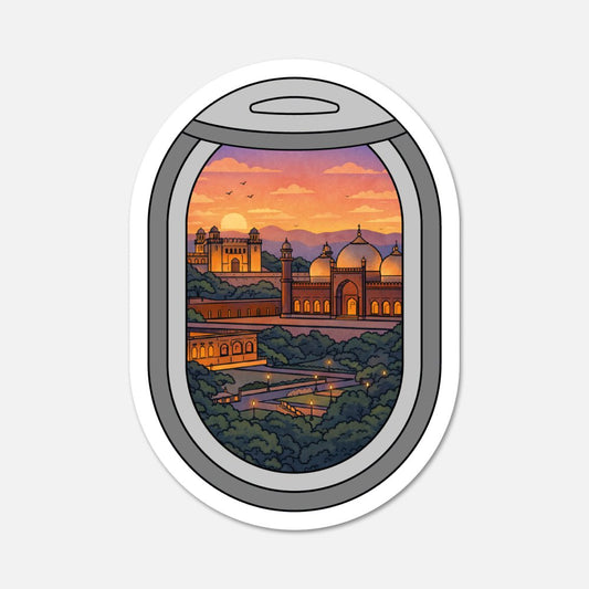 Airplane Window Lahore, Pakistan Travel Sticker - Footnotes Paper