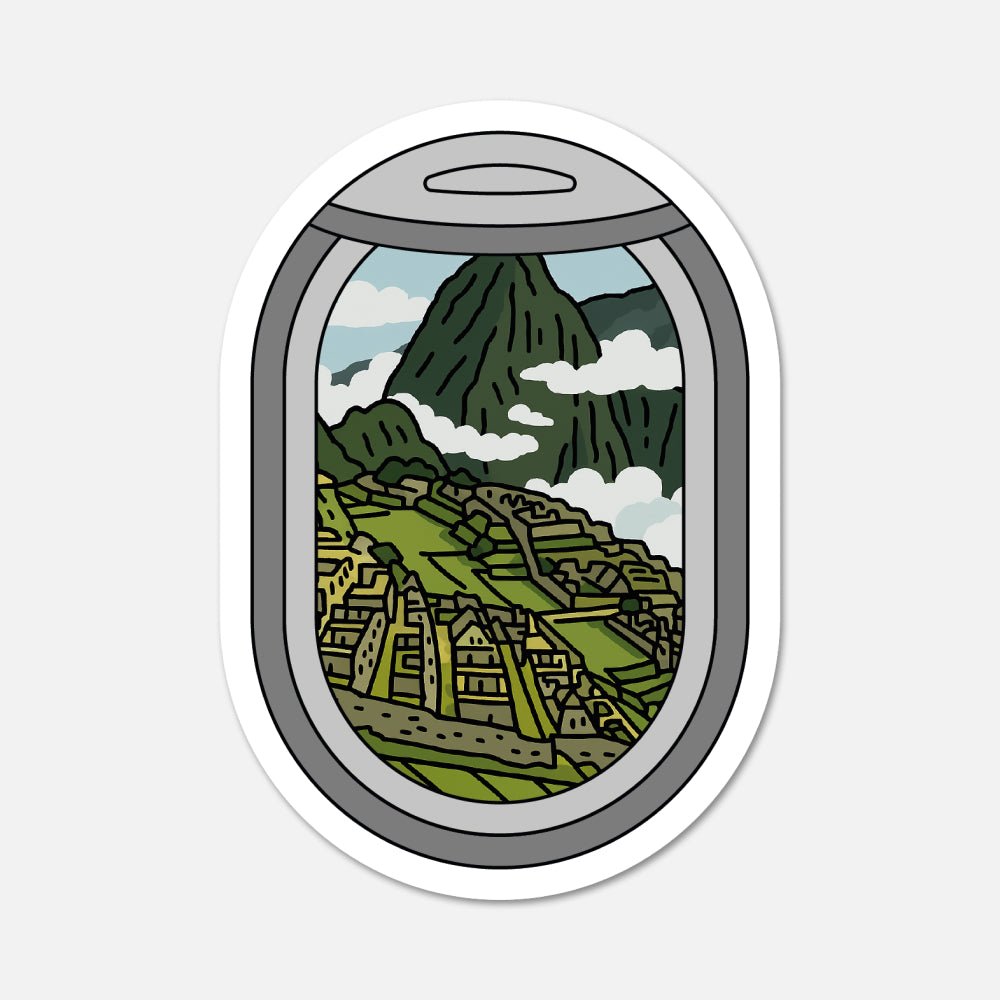 Airplane Window Machu Pichu Peru Travel Sticker - Footnotes Paper