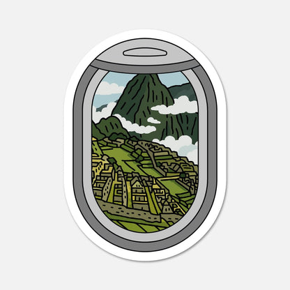 Airplane Window Machu Pichu Peru Travel Sticker - Footnotes Paper