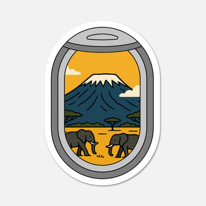 Airplane Window Mount Kilimanjaro, Africa Travel Sticker - Footnotes Paper