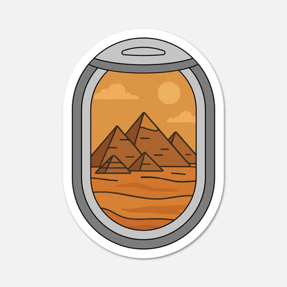 Airplane Window Pyramids of Giza, Egypt Travel Sticker - Footnotes Paper