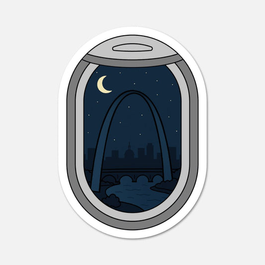 Airplane Window St. Louis, Missouri Travel Sticker - Footnotes Paper
