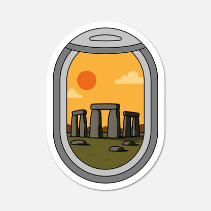 Airplane Window Stonehenge United Kingdom Travel Sticker - Footnotes Paper