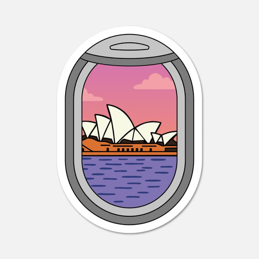 Airplane Window Sydney Australia Travel Sticker - Footnotes Paper