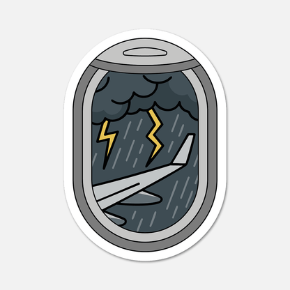 Airplane Window Thunderstorm Travel Sticker - Footnotes Paper