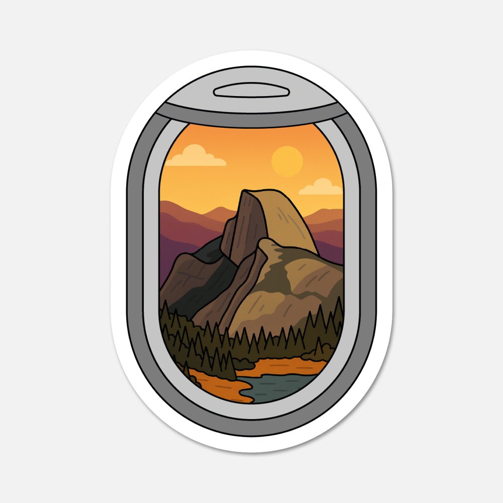 Airplane Window Yosemite, California Travel Sticker - Footnotes Paper