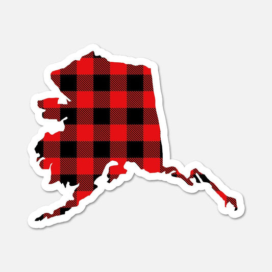 Alaska US State Sticker Buffalo Plaid - Footnotes Paper