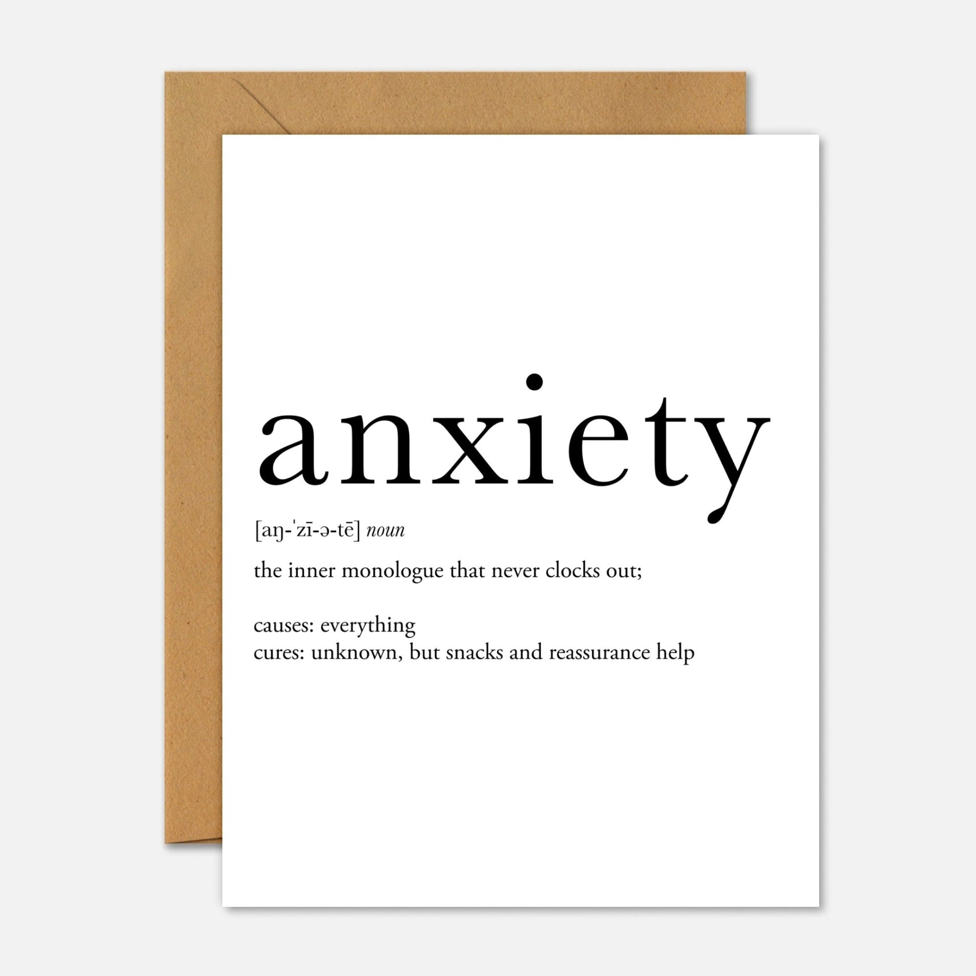 Anxiety Definition – Mental Health Greeting Card - Footnotes Paper