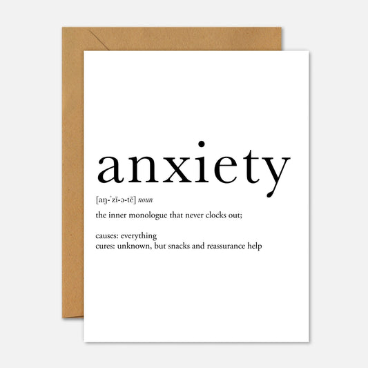 Anxiety Definition – Mental Health Greeting Card - Footnotes Paper