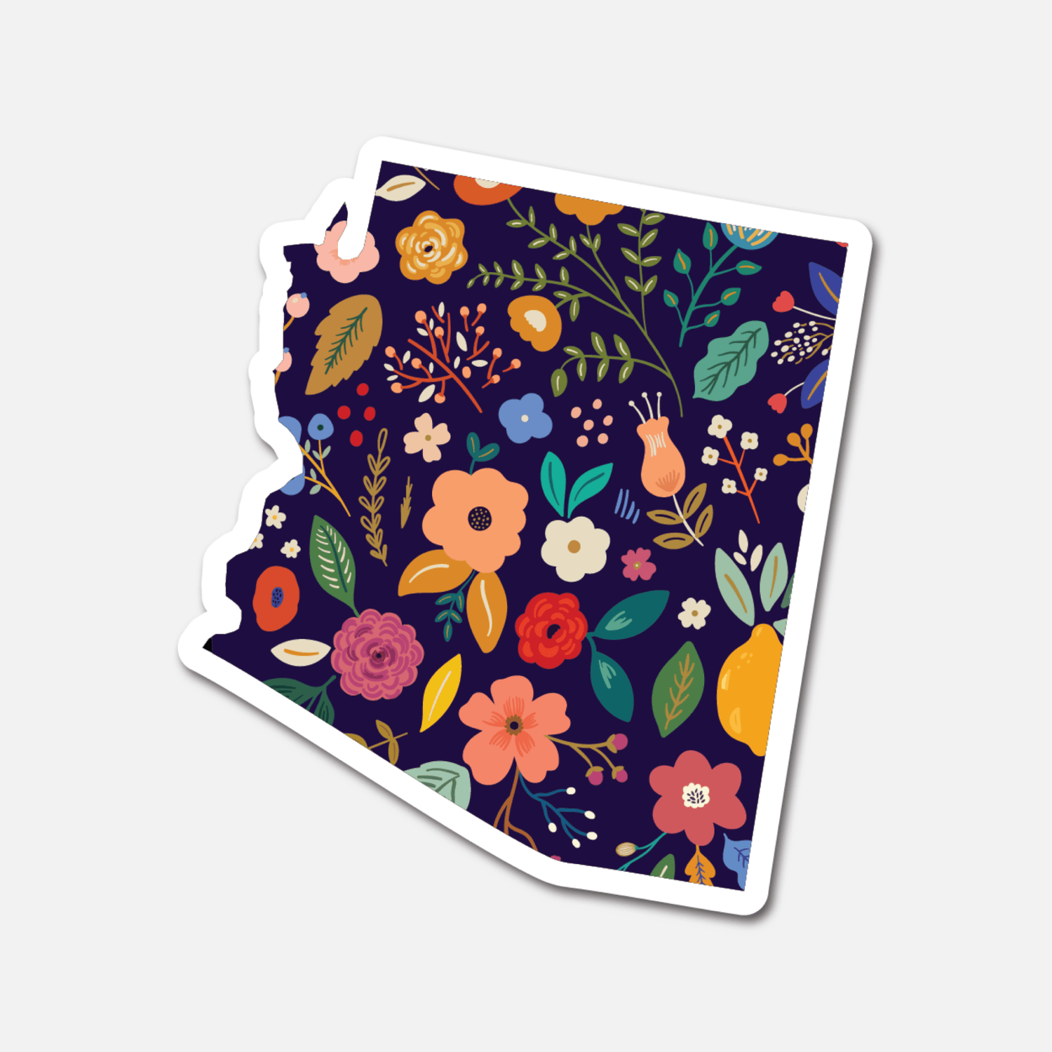 Arizona Navy Floral State Sticker - Footnotes Paper