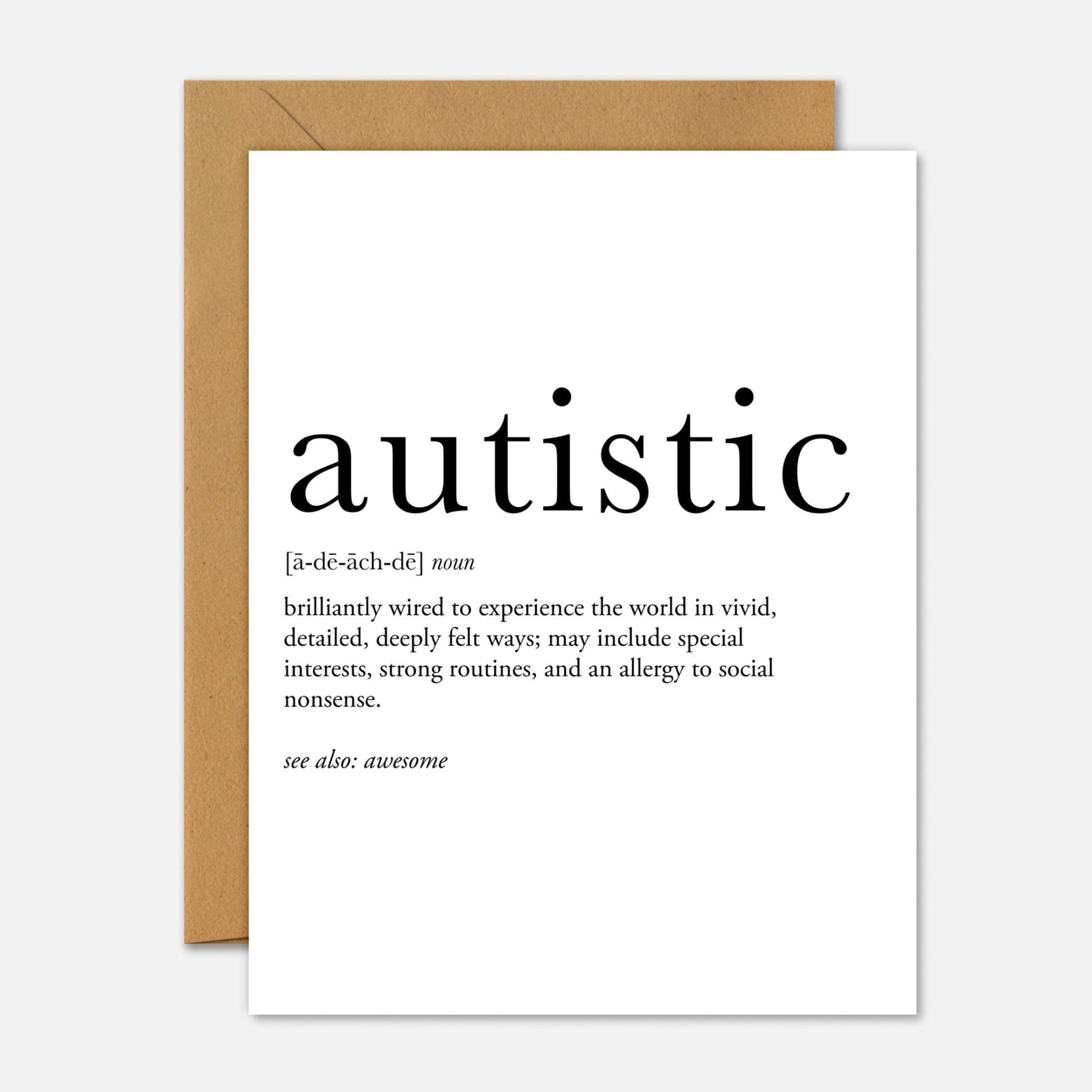 Autistic Definition – Mental Health Greeting Card - Footnotes Paper