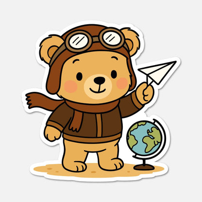 Benedict Bear Pilot - Animal Sticker - Footnotes Paper