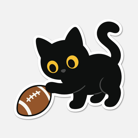 Black Cat American Football - Sports Sticker - Footnotes Paper