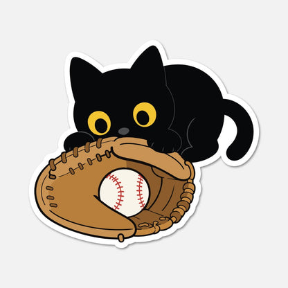 Black Cat Baseball - Sports Sticker - Footnotes Paper