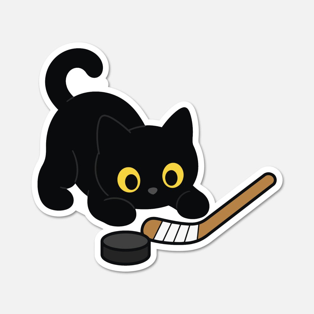 Black Cat Hockey - Sports Sticker - Footnotes Paper