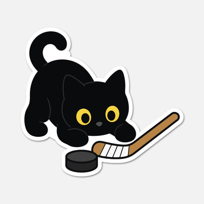 Black Cat Hockey - Sports Sticker - Footnotes Paper