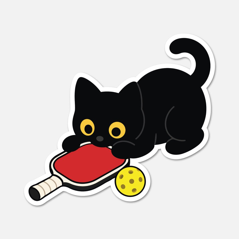Black Cat Pickleball - Sports Sticker - Footnotes Paper