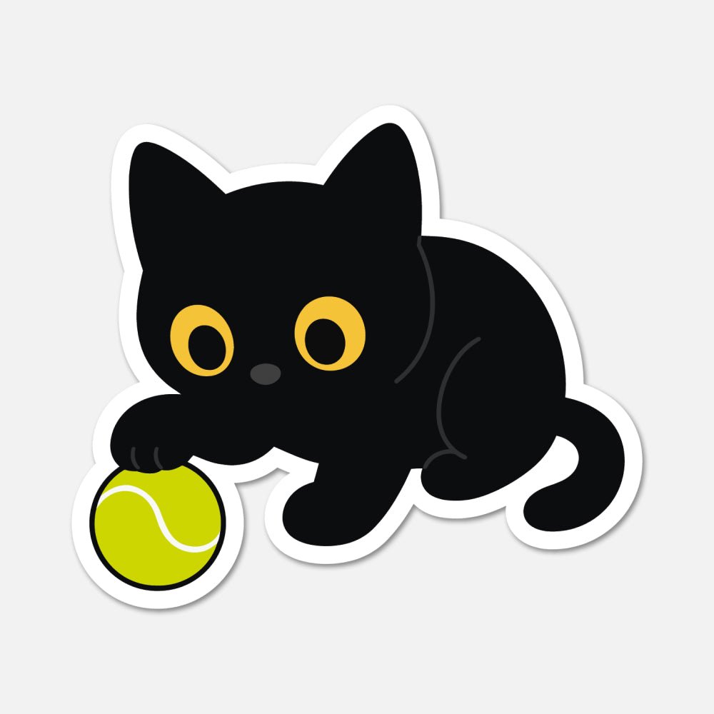 Black Cat Tennis - Sports Sticker - Footnotes Paper