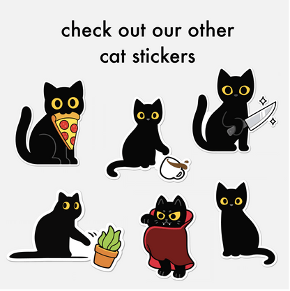 Black Cat Vampire - Cat Sticker - Footnotes Paper