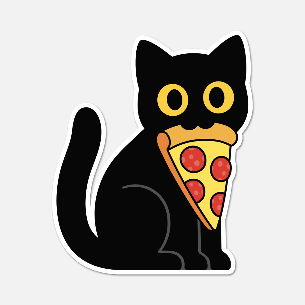 Black Cat With Dagger Knife - Cat Sticker - Footnotes Paper