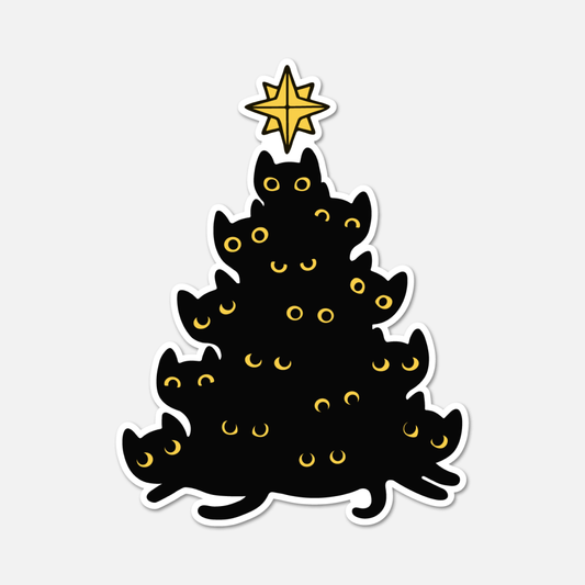 Black Cat Christmas Tree - Cat Sticker