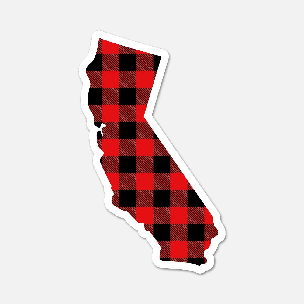 California US State Sticker Buffalo Plaid - Footnotes Paper