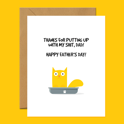 Cat Litter Happy Father’s Day Greeting Card - Footnotes Paper