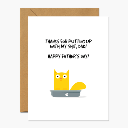 Cat Litter Happy Father’s Day Greeting Card - Footnotes Paper