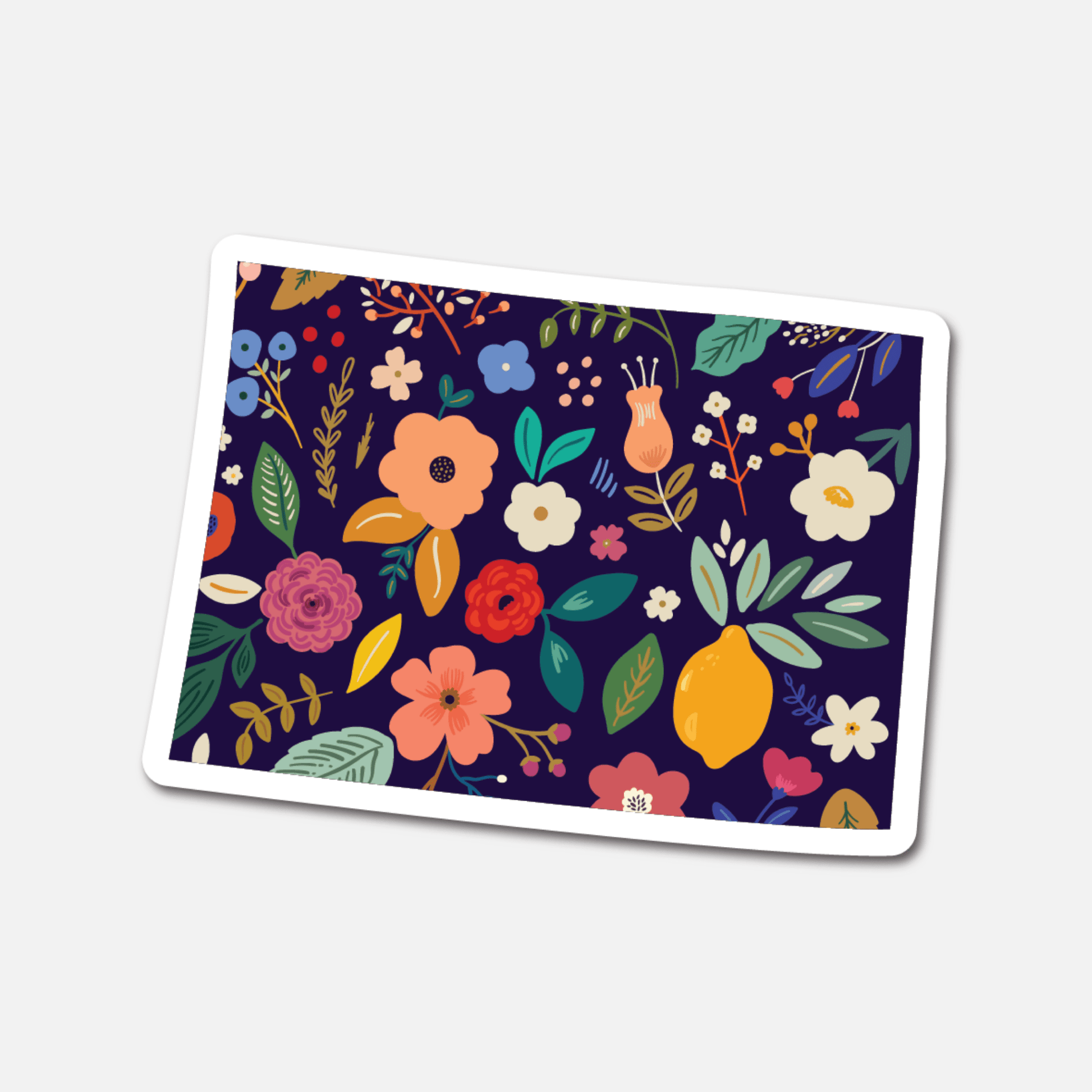 Colorado Navy Floral State Sticker - Footnotes Paper