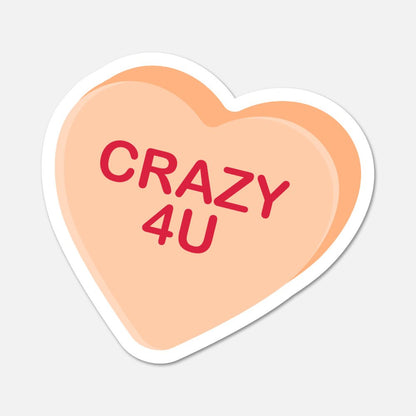Crazy 4 U Candy Heart Sticker - Footnotes Paper