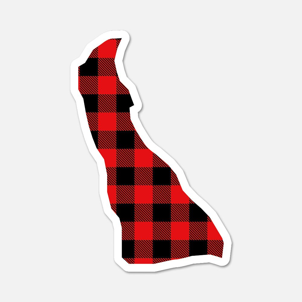 Delaware US State Sticker Buffalo Plaid - Footnotes Paper