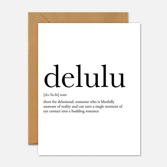 Delulu Definition – Mental Health Greeting Card - Footnotes Paper