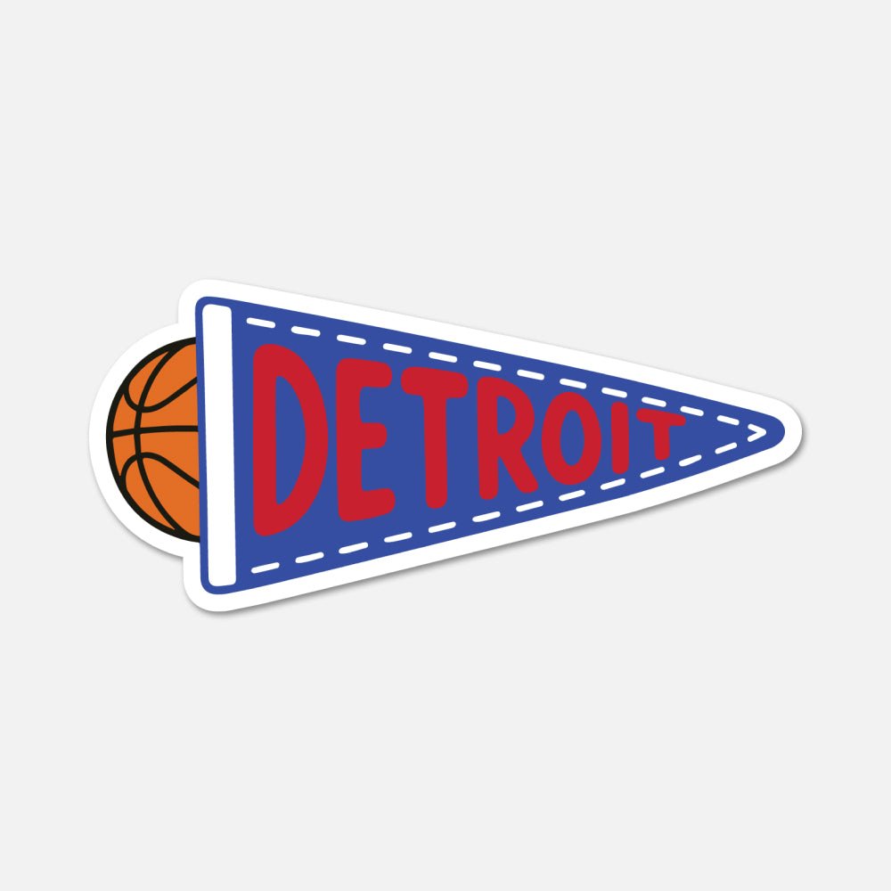 Detroit Basketball Pennant - Sports Sticker - Footnotes Paper