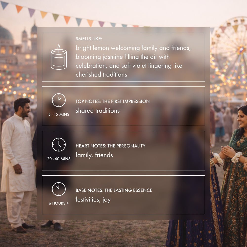 Eid Mubarak Candle | Warm Festive Candle - Footnotes Paper