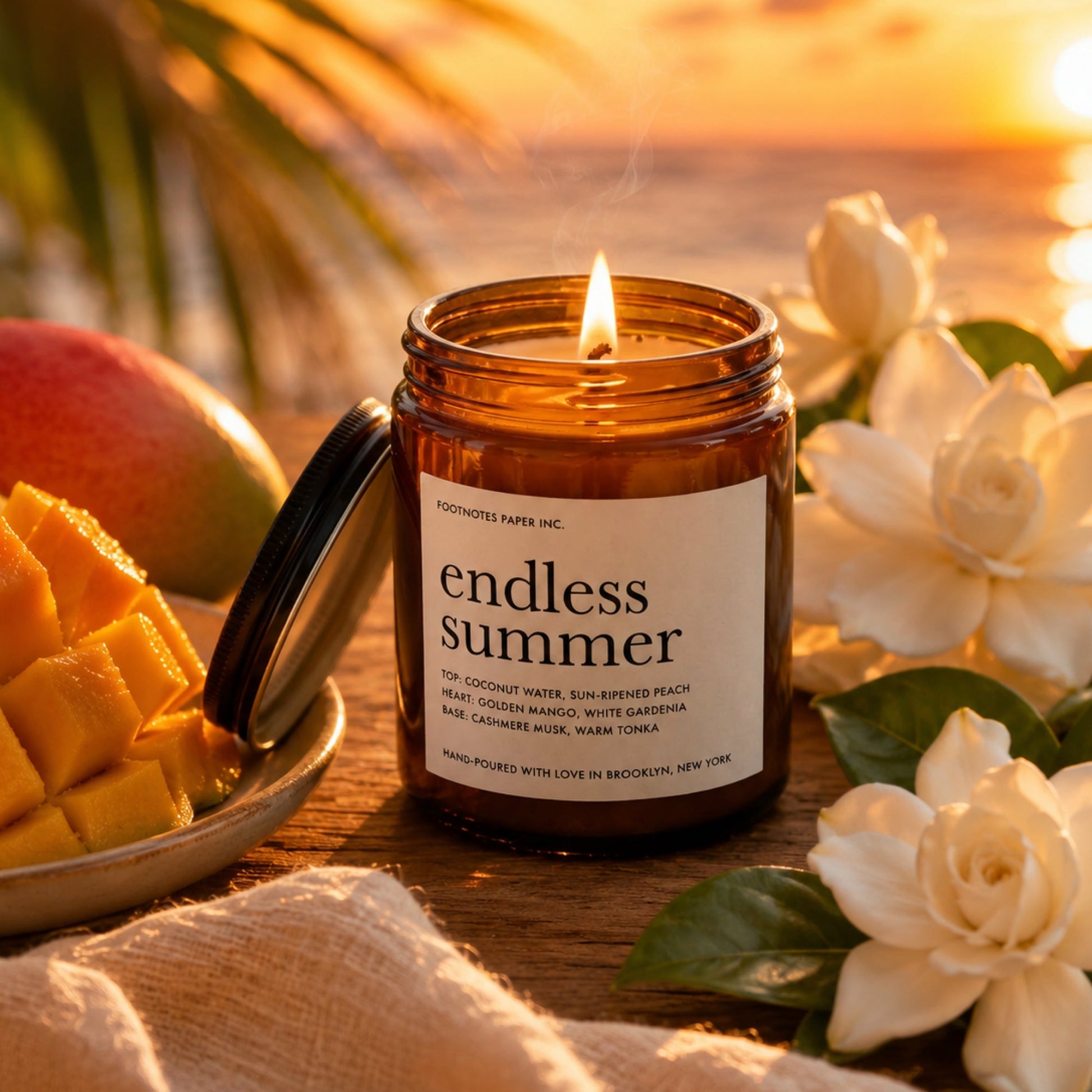 Endless Summer Candle | Tropical Fruity Floral Candle - Footnotes Paper