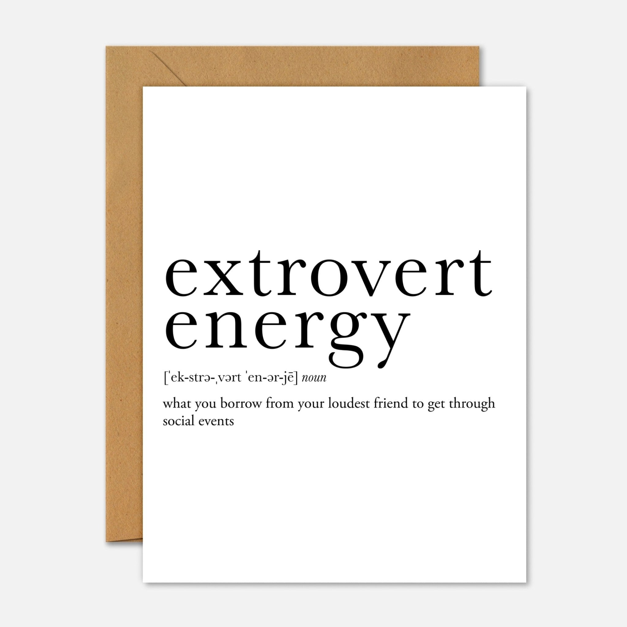 Extrovert Energy Definition – Mental Health Greeting Card – Footnotes Paper