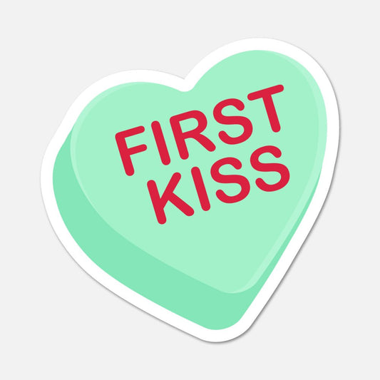 First Kiss Candy Heart Sticker - Footnotes Paper