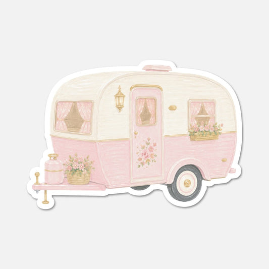Floral Camper - Cottagecore Sticker - Footnotes Paper