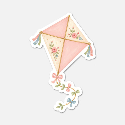 Floral Kite - Cottagecore Sticker - Footnotes Paper