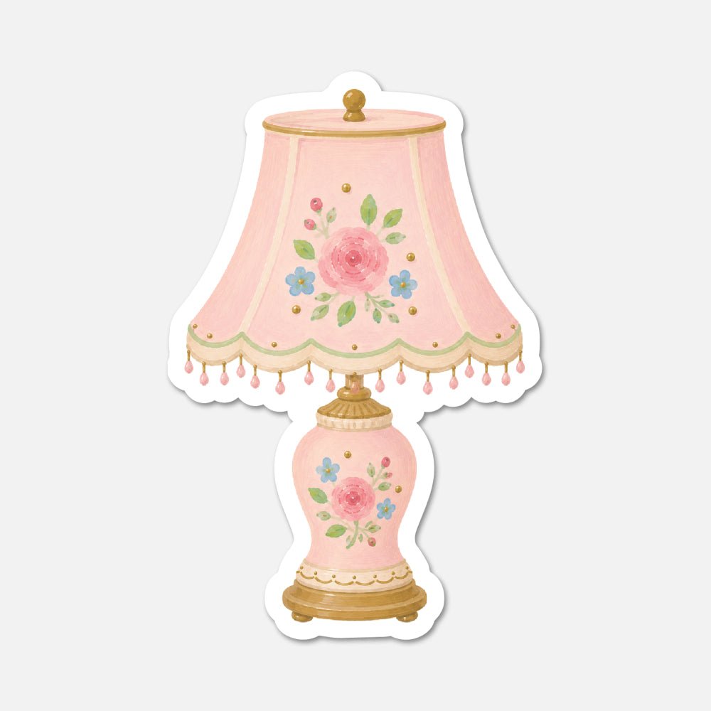 Floral Lamp - Pink Vintage Sticker - Footnotes Paper