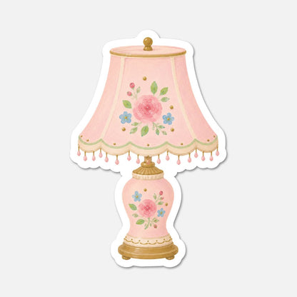 Floral Lamp - Pink Vintage Sticker - Footnotes Paper