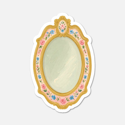 Floral Mirror - Pink Vintage Sticker - Footnotes Paper