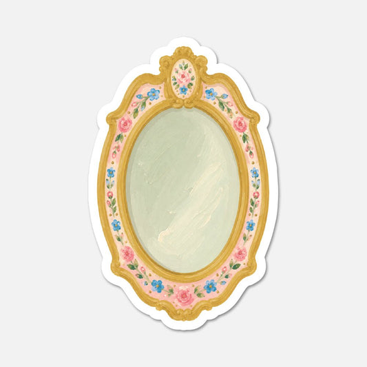 Floral Mirror - Pink Vintage Sticker - Footnotes Paper