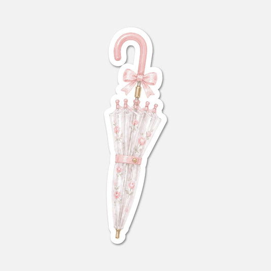 Floral Umbrella - Cottagecore Sticker - Footnotes Paper
