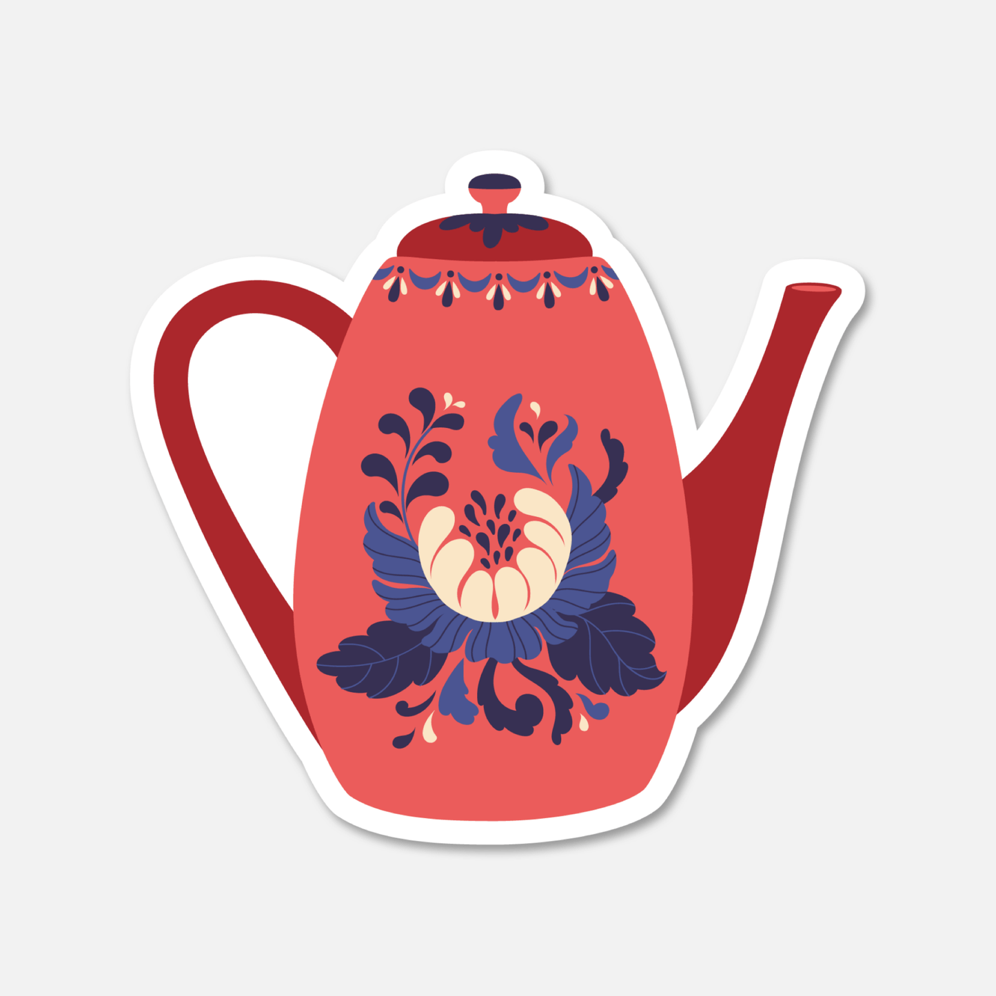 Flower Stickers: Floral Pink Tall Teapot - Footnotes Paper
