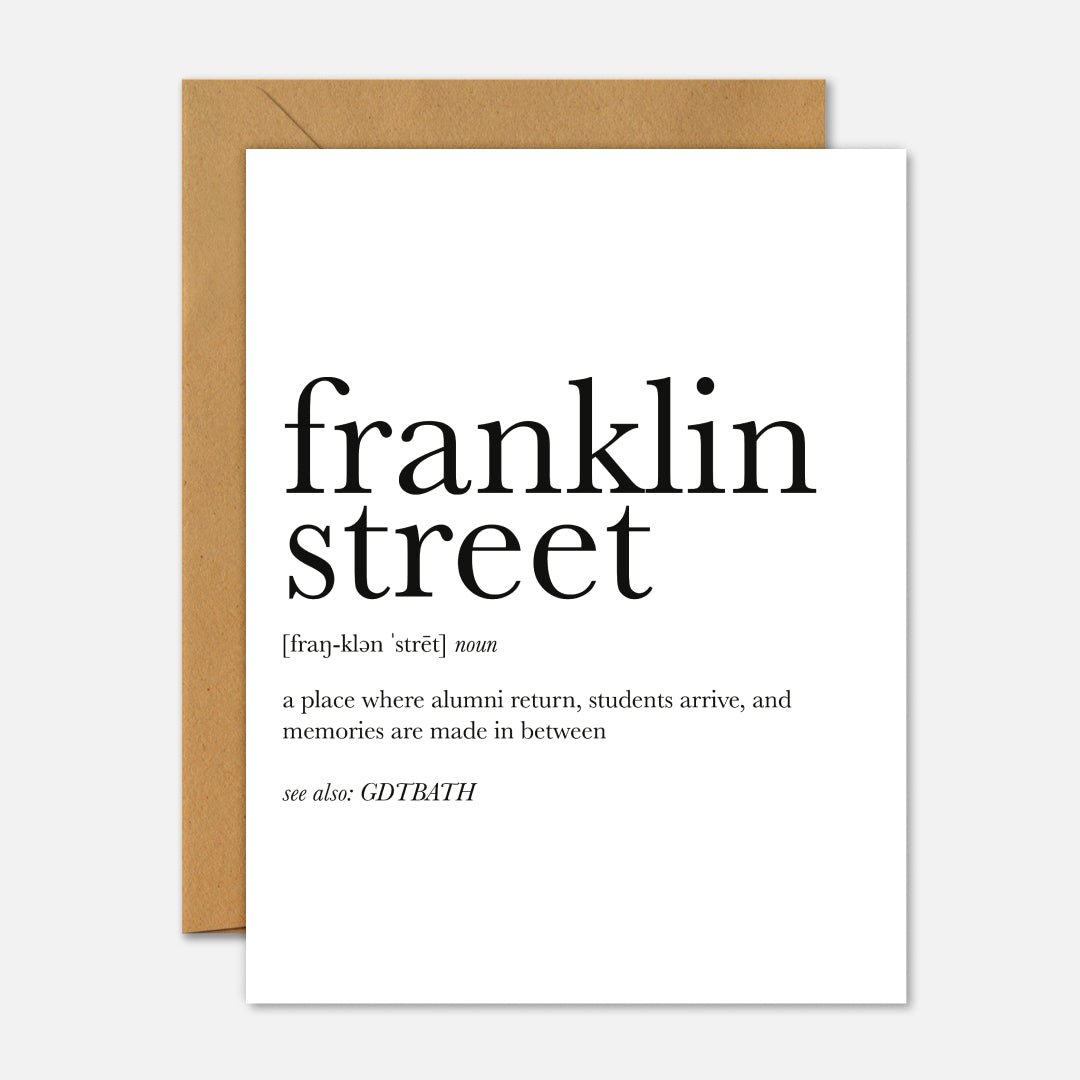 Franklin Street Definition Graduation Greeting Card - Footnotes Paper